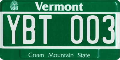 VT license plate YBT003