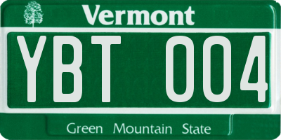 VT license plate YBT004