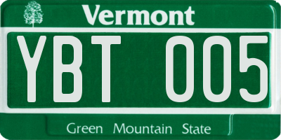 VT license plate YBT005