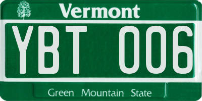 VT license plate YBT006