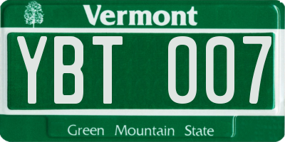 VT license plate YBT007