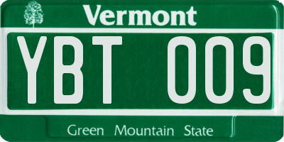 VT license plate YBT009