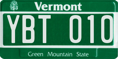 VT license plate YBT010