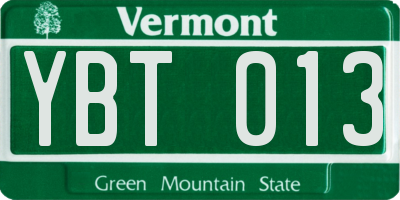 VT license plate YBT013