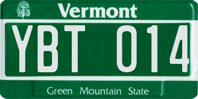 VT license plate YBT014