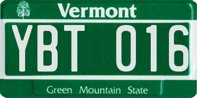 VT license plate YBT016