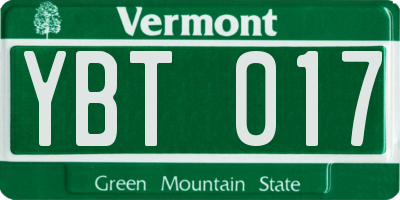 VT license plate YBT017