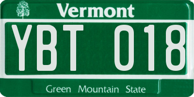 VT license plate YBT018