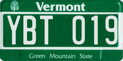VT license plate YBT019