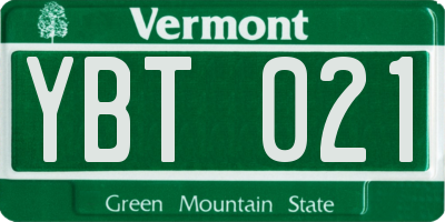VT license plate YBT021