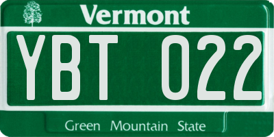 VT license plate YBT022