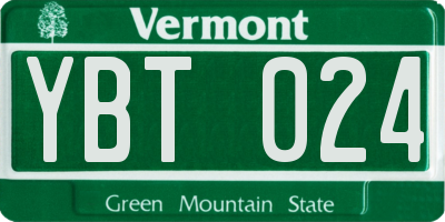VT license plate YBT024