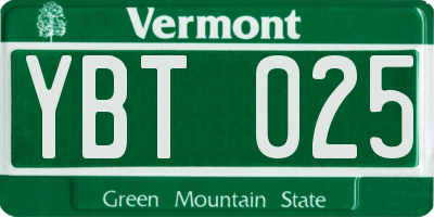 VT license plate YBT025
