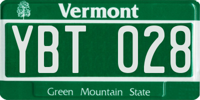 VT license plate YBT028