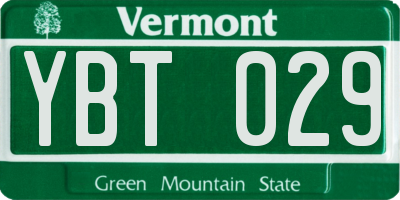 VT license plate YBT029