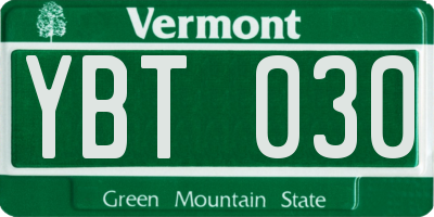 VT license plate YBT030