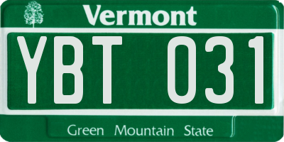 VT license plate YBT031