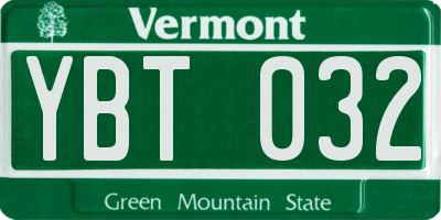 VT license plate YBT032