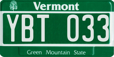 VT license plate YBT033
