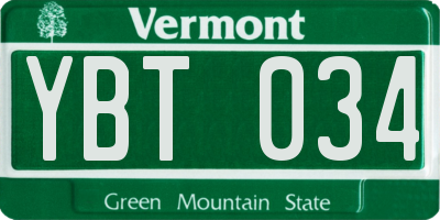 VT license plate YBT034