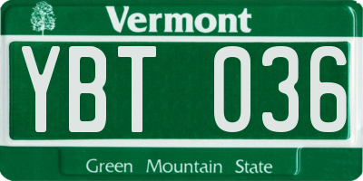 VT license plate YBT036