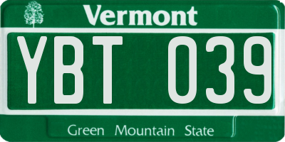 VT license plate YBT039