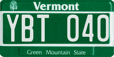 VT license plate YBT040