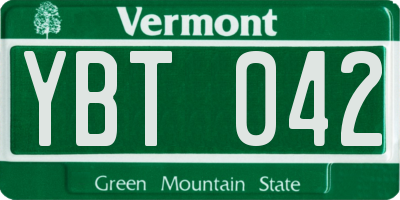 VT license plate YBT042