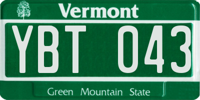 VT license plate YBT043