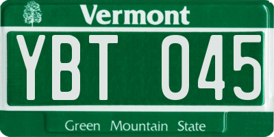 VT license plate YBT045