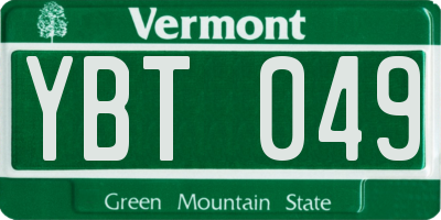VT license plate YBT049