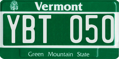 VT license plate YBT050