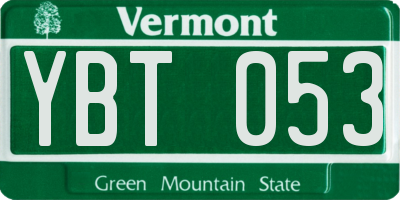 VT license plate YBT053