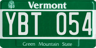 VT license plate YBT054