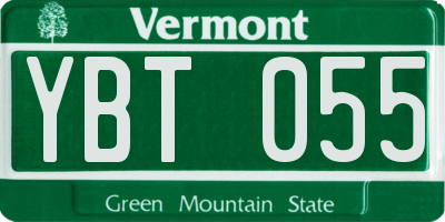 VT license plate YBT055