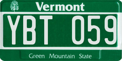 VT license plate YBT059