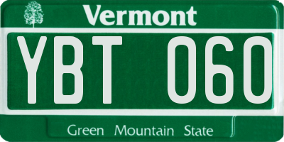 VT license plate YBT060