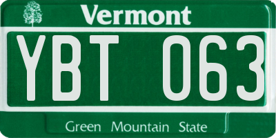 VT license plate YBT063