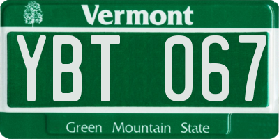 VT license plate YBT067