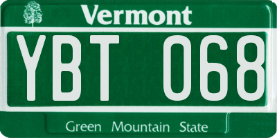 VT license plate YBT068