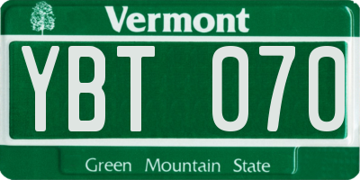 VT license plate YBT070
