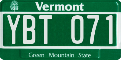 VT license plate YBT071