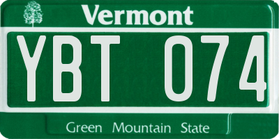 VT license plate YBT074
