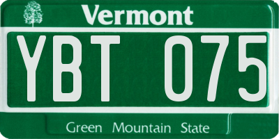 VT license plate YBT075