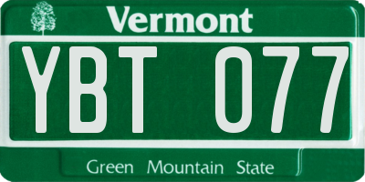 VT license plate YBT077