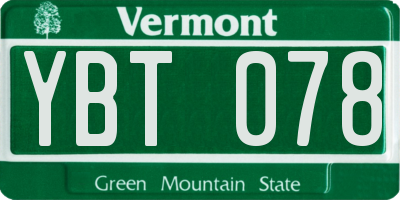 VT license plate YBT078