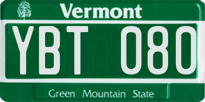 VT license plate YBT080