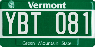 VT license plate YBT081