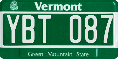 VT license plate YBT087