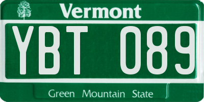 VT license plate YBT089